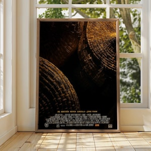 Minimalist Movie Poster Art Print | Woven Texture Film Poster | Dark Aesthetic Modern Cinema Decor Framed | Industrial Man Cave Gift