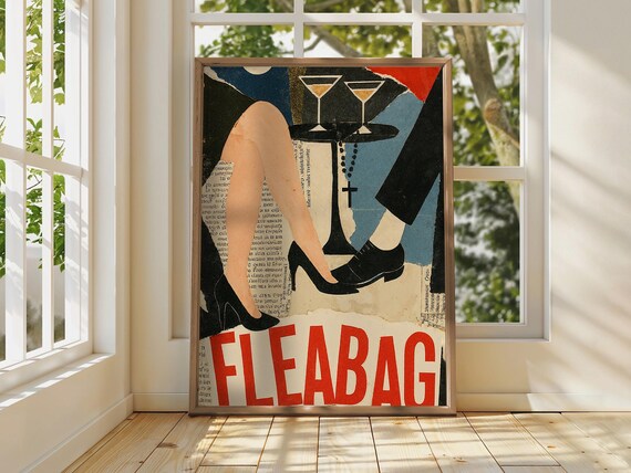 Fleabag Movie Poster, Vintage Collage Wall Art, Retro Print, Framed or Unframed Home Decor