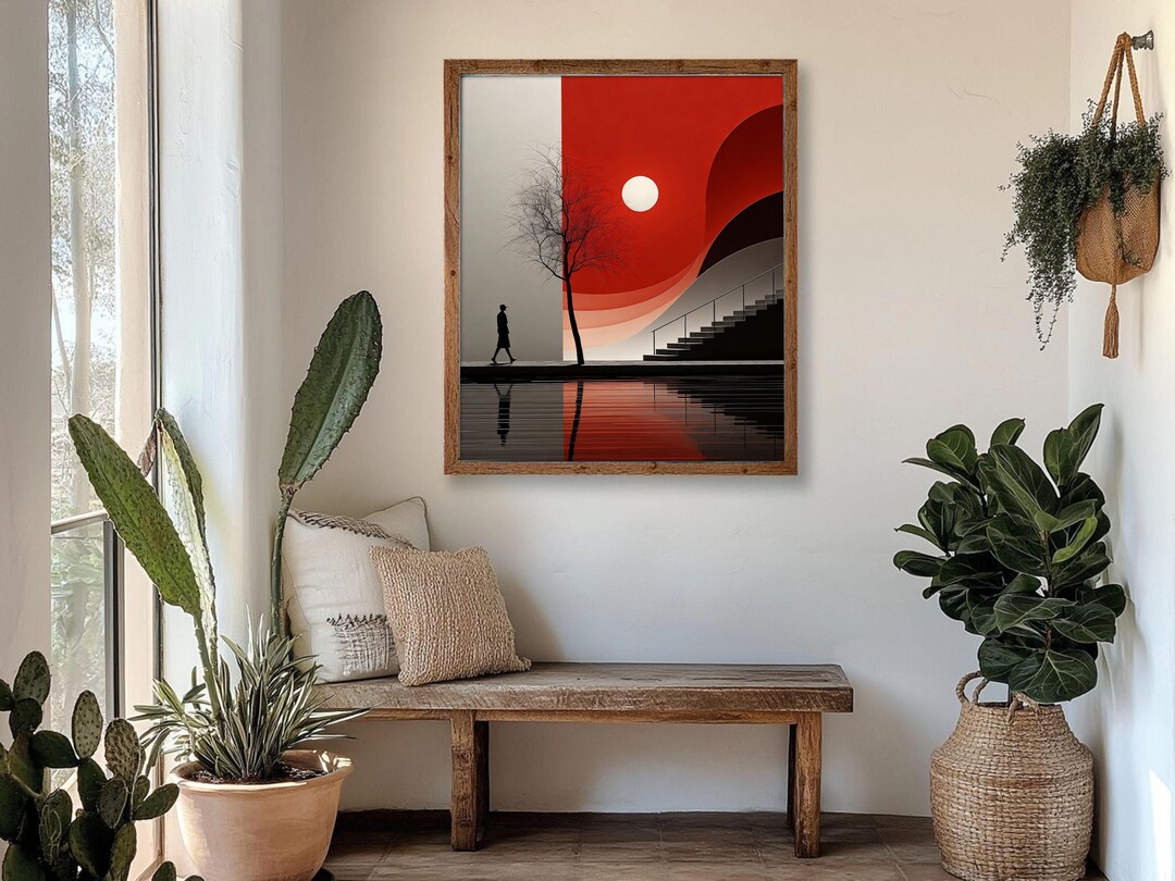 Modern Minimalist Geometric Art Print | Abstract Landscape Wall Decor ...