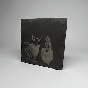 Personalized Engraved Slate Coasters - Custom Image Laser Etched - Set of 4