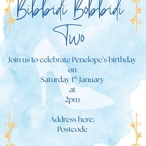 Bibbidi Bobbidi Two Birthday Invitation, Digital templates for invitations and other occasions