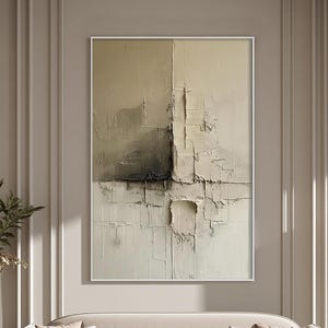Large Beige Abstract Painting, Modern Minimalist Canvas Art, Neutral Texture Wall Art, Brown Contemporary Art, High-end Living Room Decor