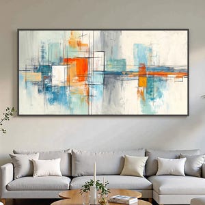 Original Abstract Geometric Painting, Large Colorful Wall Art, Modern Textured Canvas Art, Contemporary Office Wall Art, Living Room Decor