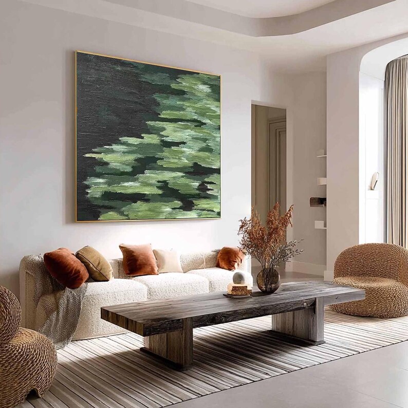 Textured Abstract Green Oil Painting, Contemporary Canvas Wall Art - Etsy