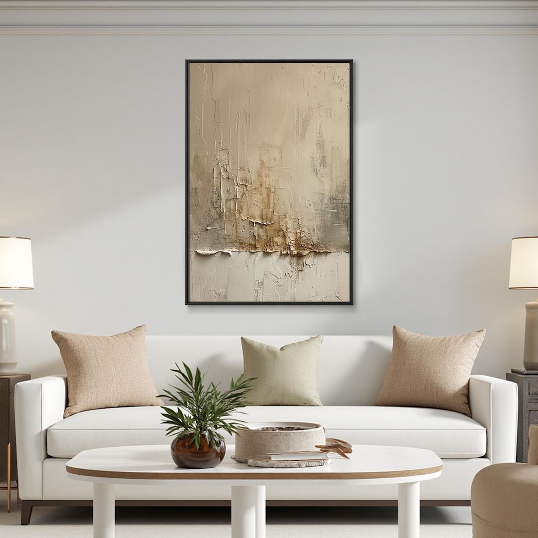 Textured Abstract Oil Painting, Beige Minimalist Canvas Art - Etsy