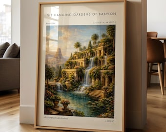 IMPRIMÉ inspiré des jardins suspendus de Babylone | Art babylonien antique | Cadeau culture et histoire | Décoration d'intérieur
