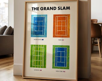The Grand Slam PRINTED Poster | Grand Slam Courts | Tennis Print | Tennis Wall Decor | Tennis Gift | Wallpaper | Art