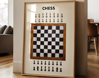 Chess Vintage PRINTED Poster | Classic Board Game Wall Art | Chess Lover Gift | Strategy Game Print
