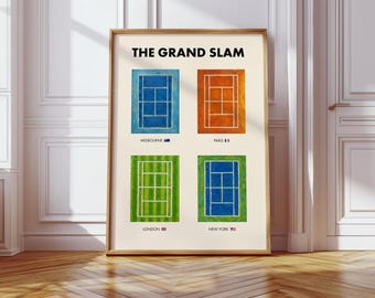The Grand Slam DIGITAL Poster | Grand Slam Courts | Tennis Print | Tennis Wall Decor | Tennis Gift | Wallpaper | Art
