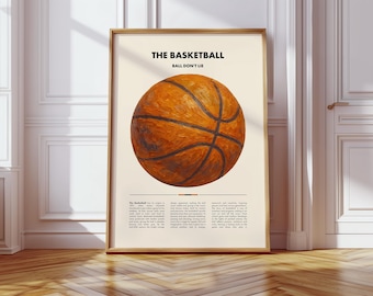 CYFROWY plakat koszykarski | Grafika koszykarska w stylu vintage | Dekoracja ścienna sportowa | Historia koszykówki | Prezent dla fana koszykówki | Tapeta