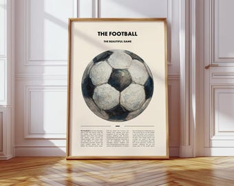 DIGITALE voetbalposter | Vintage voetbalkunstafdruk | Sportmuurdecoratie | Voetbalgeschiedenis | Cadeau voetbalfan | Achtergrond: