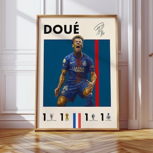 Désiré Doué PRINTED Poster | Paris Saint-Germain | Champions League Winner | France | Football | Wallpaper | Art | Painting | Gift