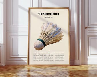 Shuttlecock DIGITAL Poster | Vintage Style Badminton Art Print | Sports Wall Decor | Badminton History | Badminton Fan Gift | Wallpaper