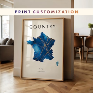 Poster personnalisé IMPRIMÉ de carte de pays/état/district | Poster personnalisé de plan de ville | Art mural coordonné | Poster cadeau de voyage