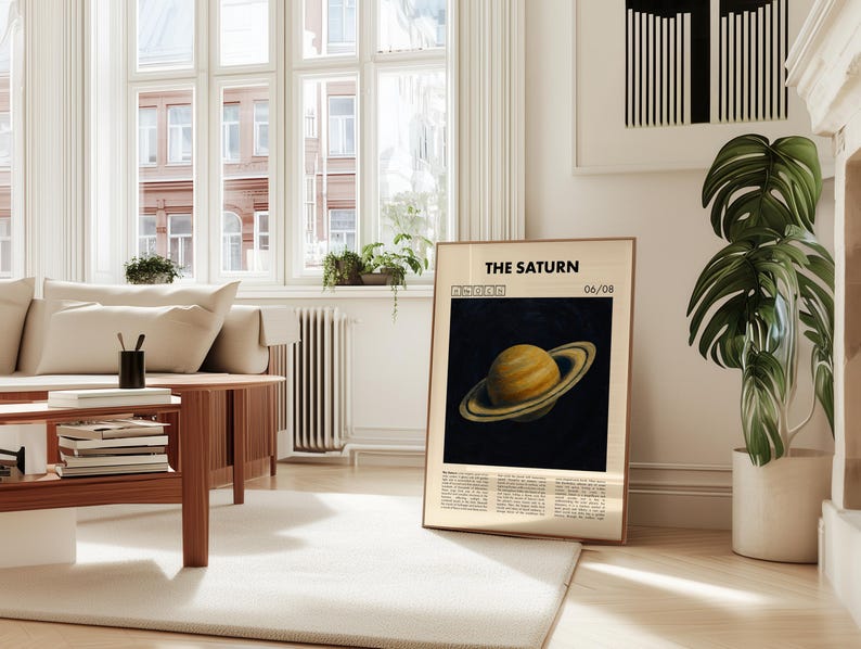 Saturn DIGITAL Poster | Planet Art Print | Solar System Decor | Science ...