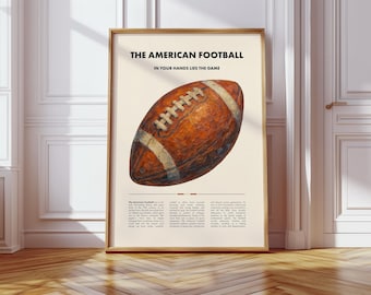 American Football DIGITAL Poster | Vintage Style Football Art Print | Sports Wall Decor | Football History | Football Fan Gift | Wallpaper