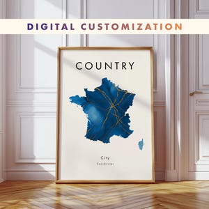 Aangepaste digitale kaartposter land/staat/district | Gepersonaliseerde poster stadskaart | Coördinaten kunst aan de muur | Reiscadeauposter