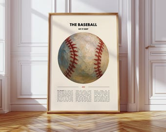 Baseball DIGITAL Poster | Vintage Style Baseball Art Print | Sports Wall Decor | Baseball History | Baseball Fan Gift | Wallpaper