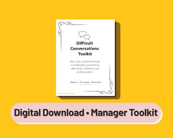 Boîte à outils pour les conversations difficiles pour les gestionnaires | Modèles de conversation sur les performances et les commentaires | Planificateur PDF du leadership | Téléchargement numérique