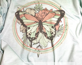 Retro Butterfly Circle Tee by MyPixieGirlsRuffles hearher sage