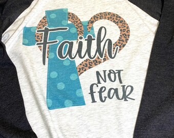 Faith not fear Baseball Raglan Shirt black