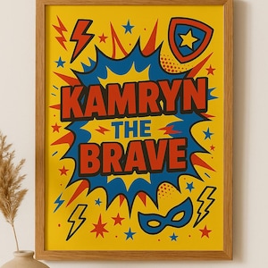 Custom Comic Book Name Wall Art | Printable Superhero Poster for Boys Room Decor