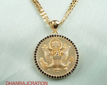Collana con ciondolo a forma di moneta American Eagle in argento sterling: gioielli patriottici da uomo