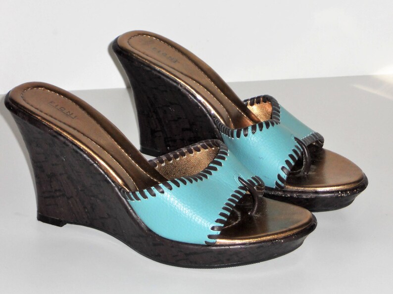 Aqua Wedge Sandals Women Size 8