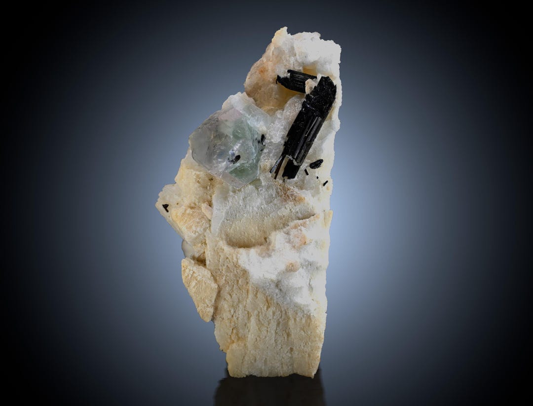 Fluorite Albite Black Tourmaline Crystal • Pakistan Mineral Specimen - Etsy