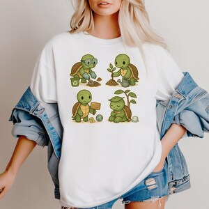 Cute Turtle Gardening Shirt | Turtle Planting Graphic Tee | Funny Garden Lover Gift | Nature Inspired Animal T-Shirt | Eco Friendly Unisex