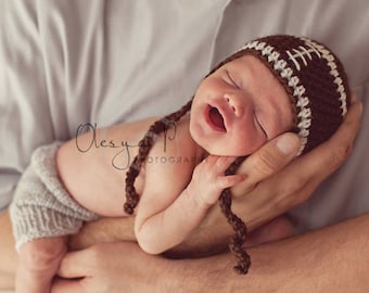 Baby Football Hat, Baby Football Beanie, Baby Sport hat, Newborn football hat Photo prop