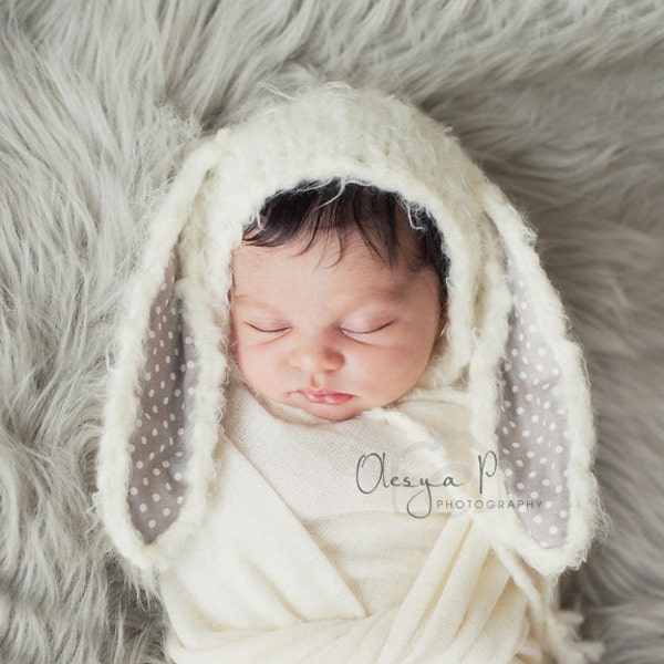 Newborn Bunny bonnet, Baby Bunny Hat, Baby Easter Outfit