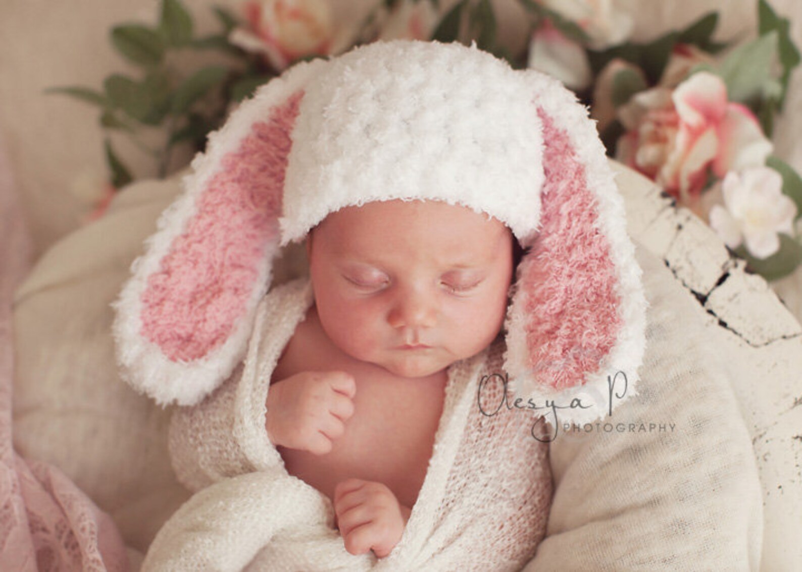 Baby Soft  Hat with Bunny Ears – Gentle Newborn Cap main image 1