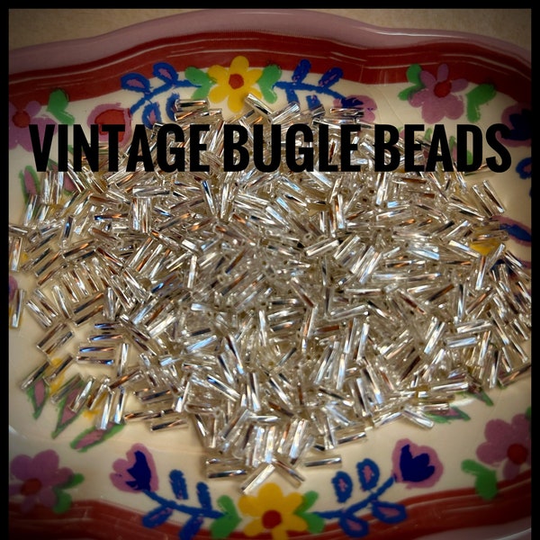 Bugle Beads-Twisted-Size #3 (6mmX1.8mm) VINTAGE Czech Glass Seed Beads-Purchased in 2004-2009. 30 Gram Packages. Silver Lined Silver Clear