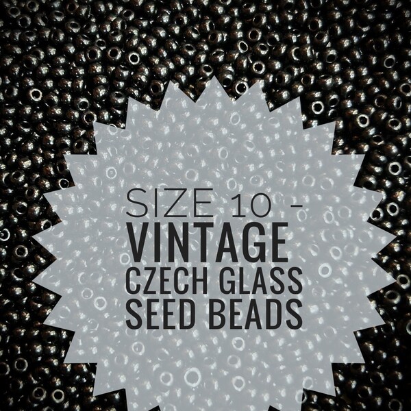 Size 10 VINTAGE-Czech Glass Seed Beads-Black Opaque-Packages of 20 Grams