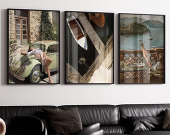 Girls Just Wanna Have Fun - Set of 3 Black and White Luxury Fashion Photography Poster Set, Fashion posters, Luxury Car Poster, Wall Art