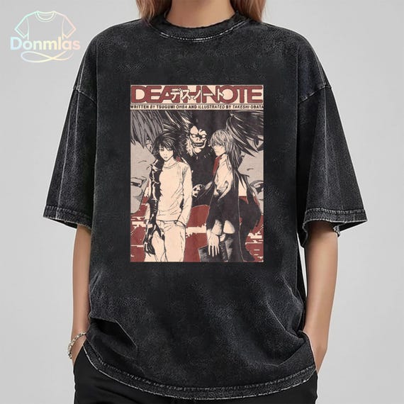 Death Note Shirt, Japanese Aesthetic, Deathnote Print Merch For Men, Anime Graphic Tee, Cosplay Outfit, Manga Clothing, Shinigami Merch