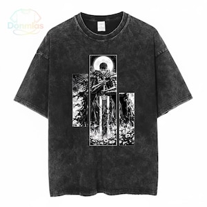 Vintage Berserk Griffith Guts Anime Shirt, Marke von Sacrifice Manga Grafik T-Shirt, Cooles Anime Shirt, schwarzes Swordsman Outfit, Geschenk für Ihn