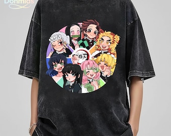 Vintage Demon Slayer Tee, Hashira Demon Slayer Corps Design Shirt, Manga Clothing, Japanese Streetwear, Cosplay Fashion, Gift For Fans Anime