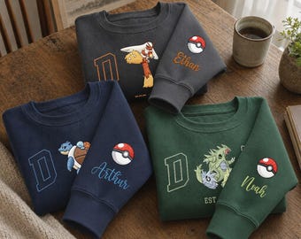 Custom Embroidered Pokedad Shirt, Personalized PKM Graphic Design, Anime Gift For Men, Father's Day Pokemon Gift, Gift For New Dad