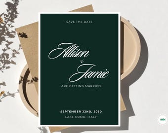 Save The Date Invitation For Bride and Groom Wedding Save The Date Destination Wedding Save The Date Old Money Modern Elegant Canva Invite