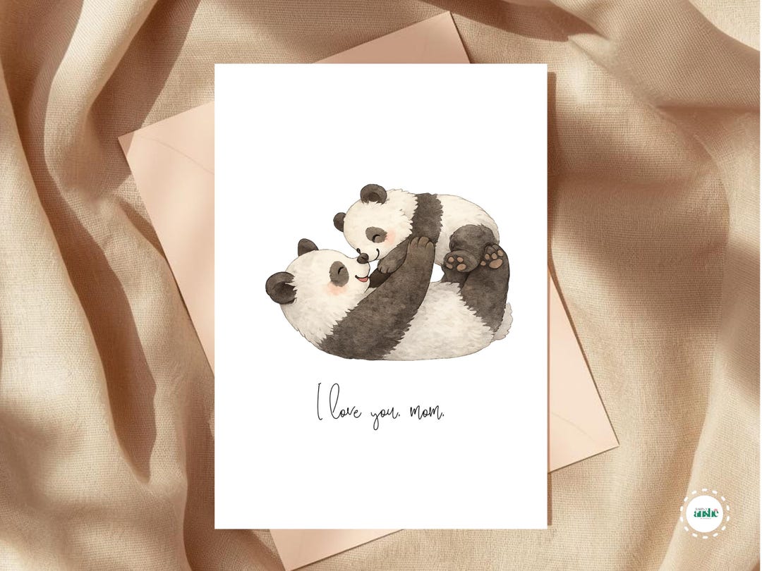 Cute Mothers Day Card for Mom, Love You Mom Card, Cute Panda Card, Gift ...