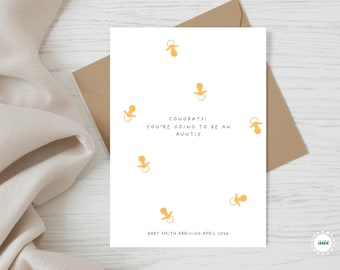 Pregnancy Announcement Card For Aunt, Baby Reveal Card For Auntie/Sister/Sister In Law, Baby Announcement Card For Auntie Digital Download
