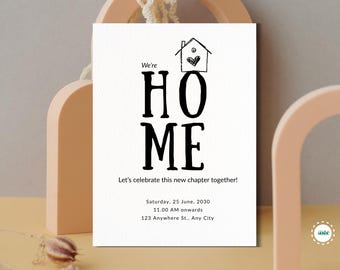 Editable House Warming Invitation, New Home Celebration Template, House Warming Party, Modern, Minimalist, Moving Announcement