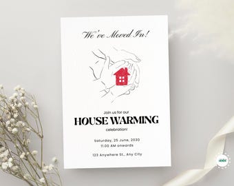 Moderne Einweihungsparty Einladung für Familie und Freunde House Warming Invite Annancement Editable Canva New Home Party Invite Digital Card