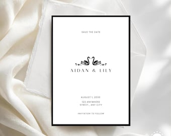 Save the Date Template, Wedding Invitation Template, Editable Wedding Invite, Printable Save the Date, Modern Wedding Invitation,