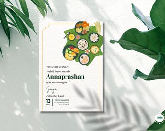 Editable Annaprashan Invitation for Baby Girl and Boy Hindu Rice Ceremony Indian Ceremony Editable Canva Template (Digital Download)