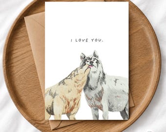 Tarjeta de aniversario para él, tarjeta "Te amo", tarjeta de San Valentín, tarjeta para esposo, tarjeta de aniversario para ella, tarjeta de amor para pareja, tarjeta de lobo