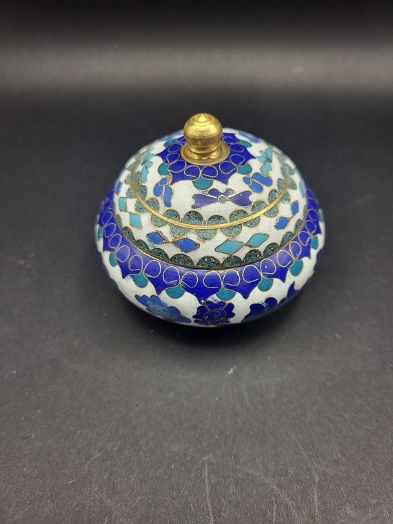 Antique Chinese Cloisonne Lotus Jewelry Box