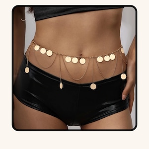 Gold Waist Chain for Women – Dainty Body Chain, Beach Belly Chain, Summer Jewelry, Boho Metal Chain Belt, Fashion Body Jewelry